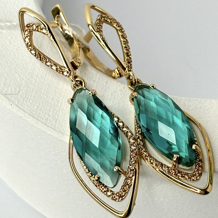 Серьги из золота с кварцем и шпинелью арт. 200-865