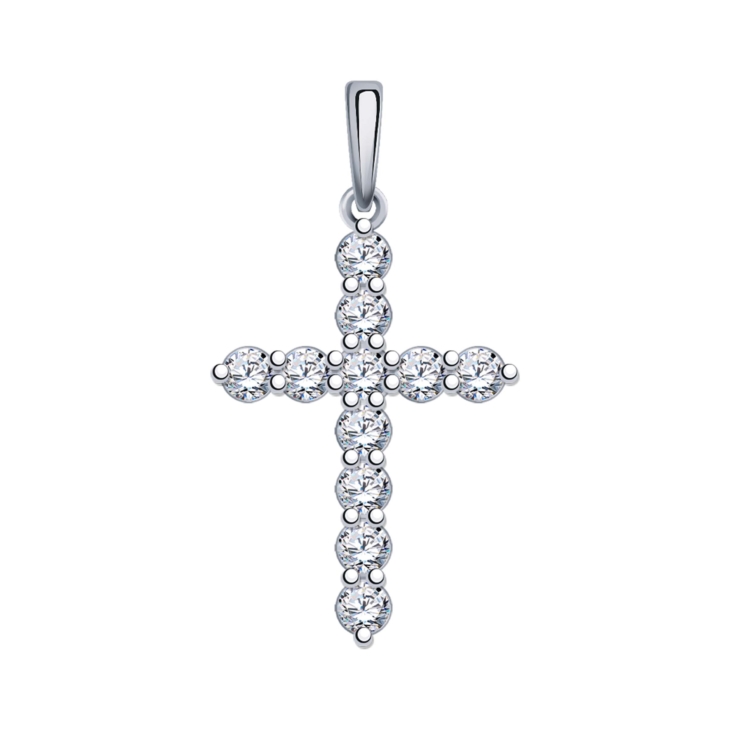 Подвеска Крест из серебра с фианитами арт. 3349-925