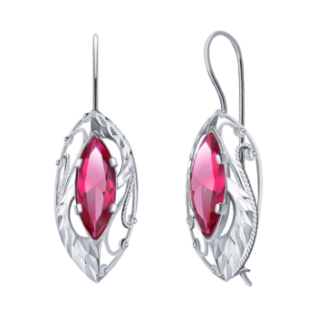 Серьги из серебра с фианитами и алмазной гранью арт. 2599ас1-925