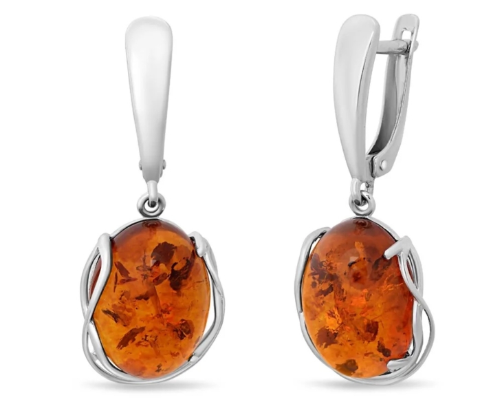 Серьги из серебра с янтарем арт. 656312