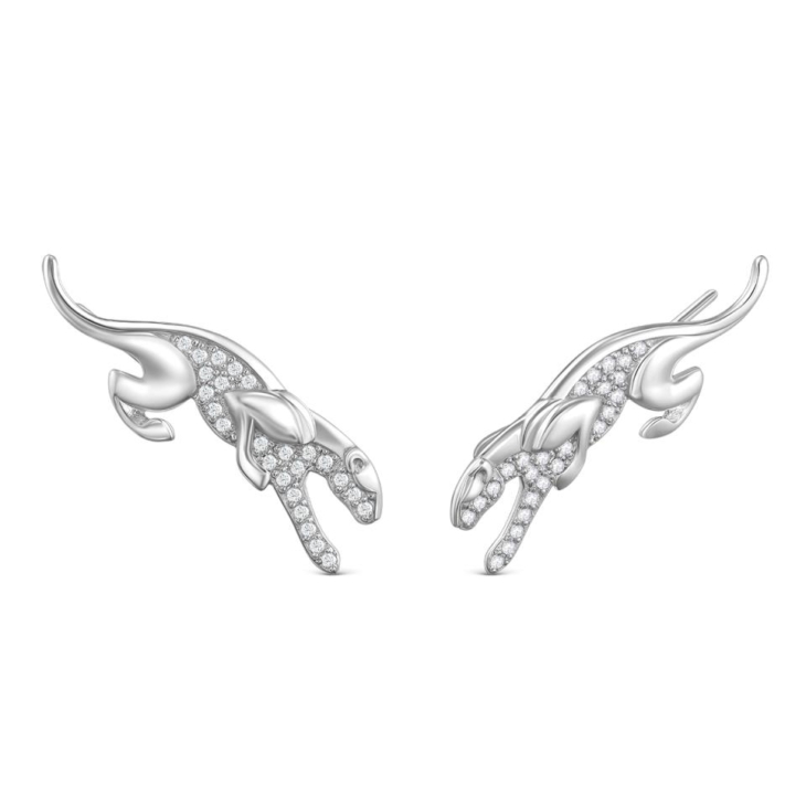 Серьги-продёвки из серебра с фианитами Дикая кошка арт. С-4158-Р