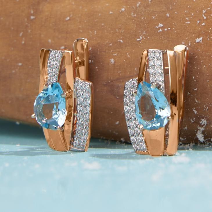 Серьги из золота с топазами и фианитами арт. кл4070а-78-01