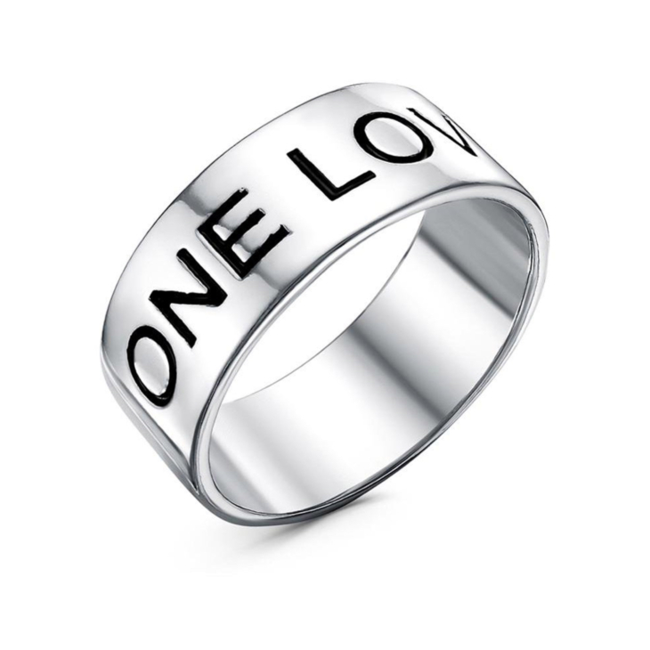 Кольцо из серебра с надписью ONE LOVE (одна любовь) арт. 23014456