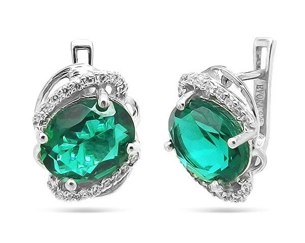 Серьги из серебра с зеленым аквамарином арт. 632406