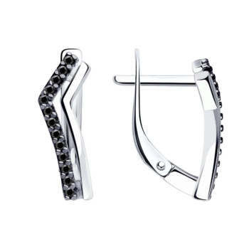 Серьги из серебра с черными фианитами арт. 94-120-01595-1