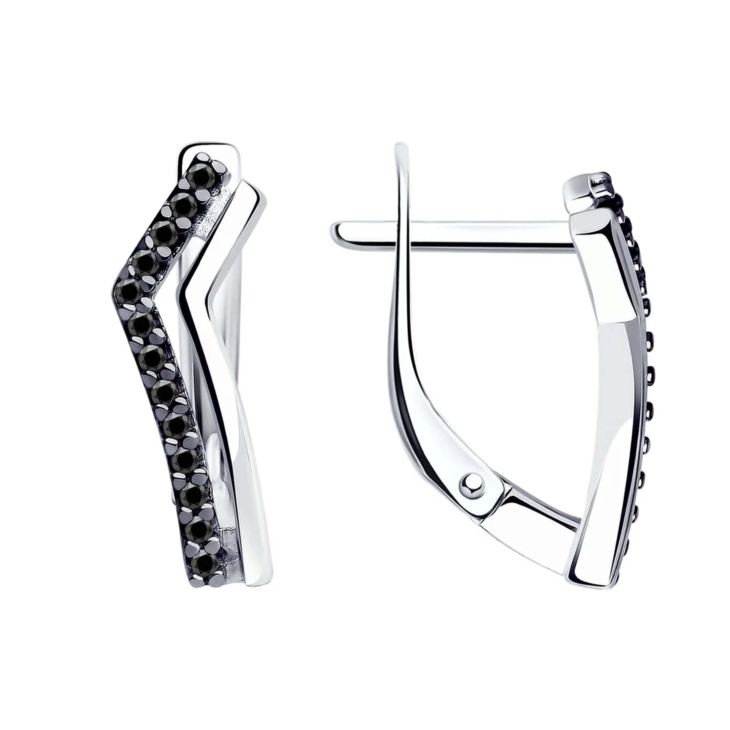 Серьги из серебра с черными фианитами арт. 94-120-01595-1