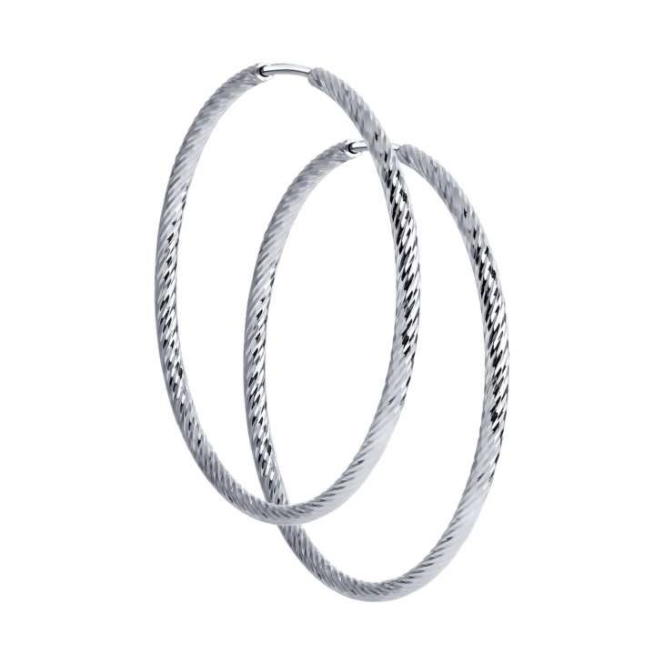 Серьги-конго из серебра с алмазной гранью 30 мм. арт. 94140003