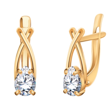 Серьги позолоченные с фианитами арт. 22146з-925
