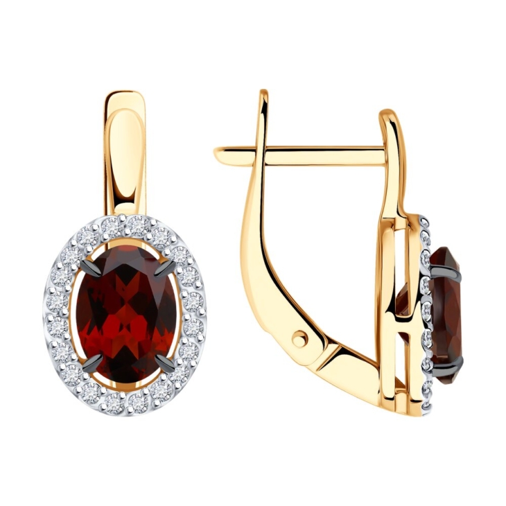 Серьги из золота с гранатами и фианитами арт. 51-320-02049-3