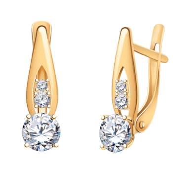 Серьги позолоченные с фианитами арт. 21357з-925