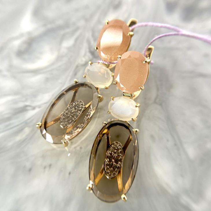 Серьги из золота с раухтопазами арт. 2348149