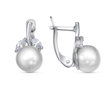 Серьги из серебра с жемчугом и фианитами арт. 33311964Д