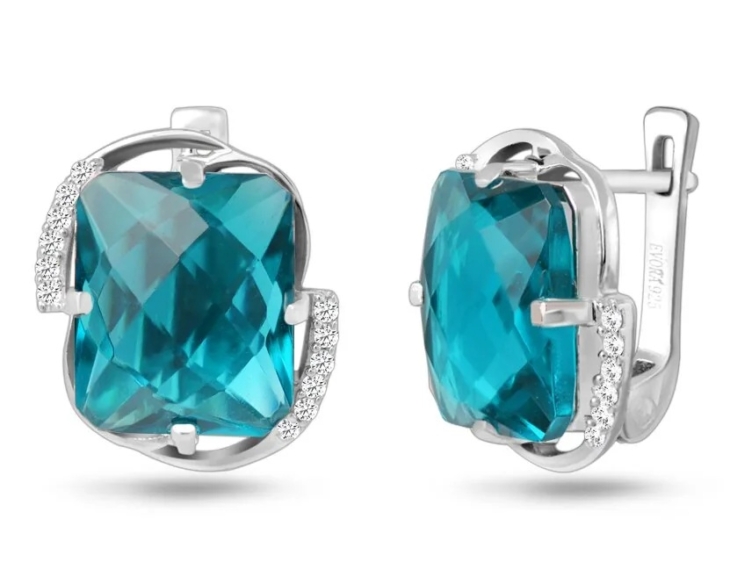 Серьги из серебра с аквамарином арт. 655195