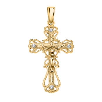 Крест из серебра с золочением и фианитами арт. 3143з-925
