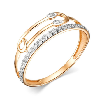Кольцо в форме булавки из золота с фианитами арт. 70278200