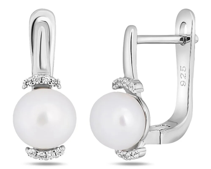 Серьги из серебра женские с жемчугом арт. 657370