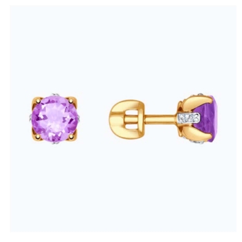 Серьги из золота с аметистами и фианитами арт. 725200