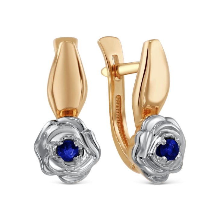 Серьги из золоченного серебра с сапфиром арт. п2-680зр408
