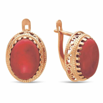 Серьги позолоченные с кораллами арт. 3337097Кр