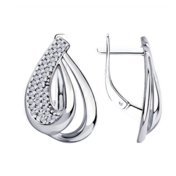 Серьги Капельки из серебра с фианитами арт. 94-120-00691-1