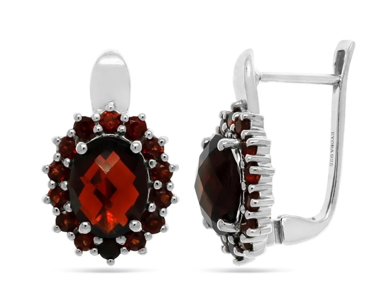 Серьги из серебра с гранатами арт. 650046