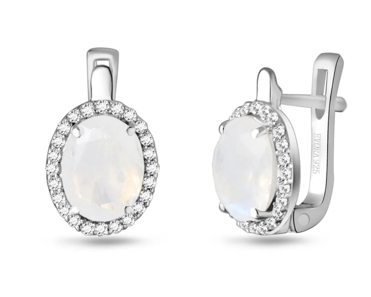 Серьги из серебра с лунным камнем арт. 655189