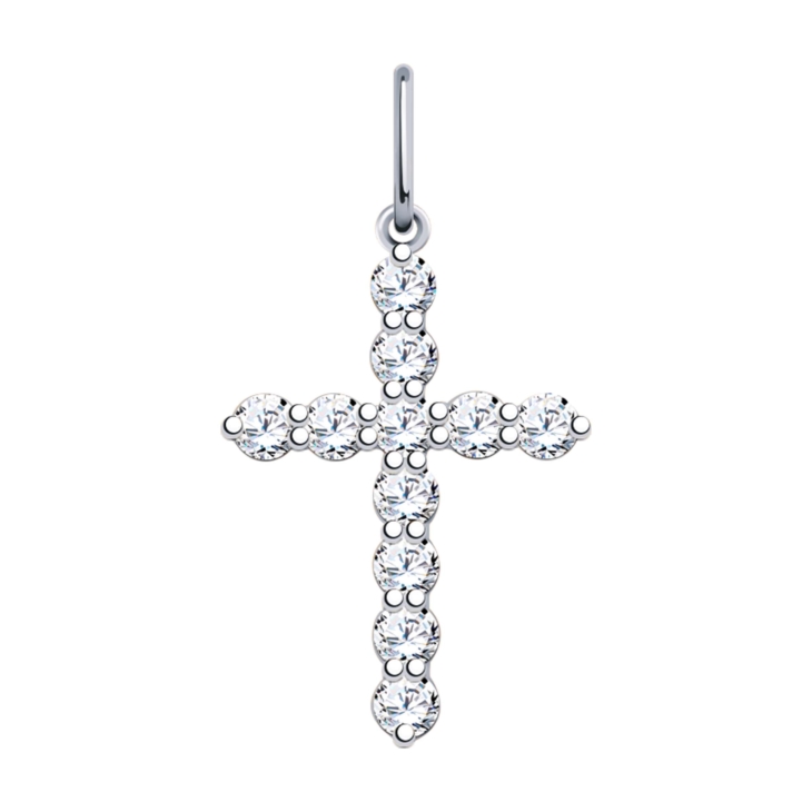 Крест из серебра с фианитами арт. 3124-925