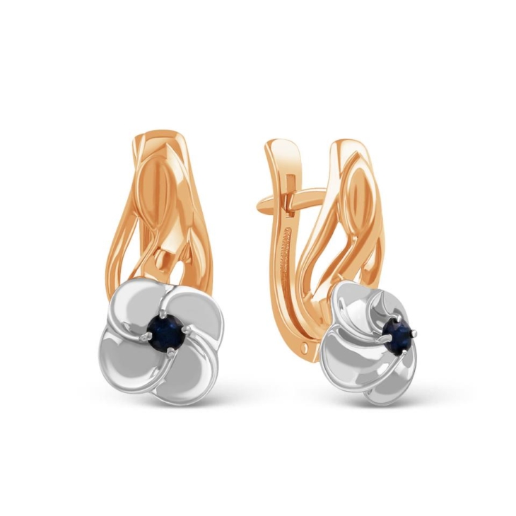 Серьги из золочёного серебра с натуральным сапфиром арт. п2-684зр408
