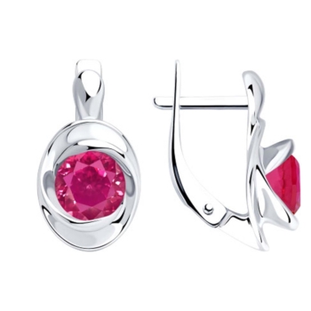 Серьги из серебра с красными корундами арт. 94023474