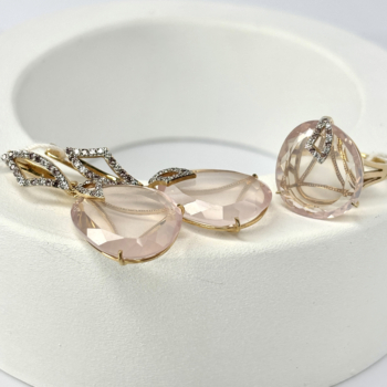 Серьги из золота с розовым кварцем арт. 200-878