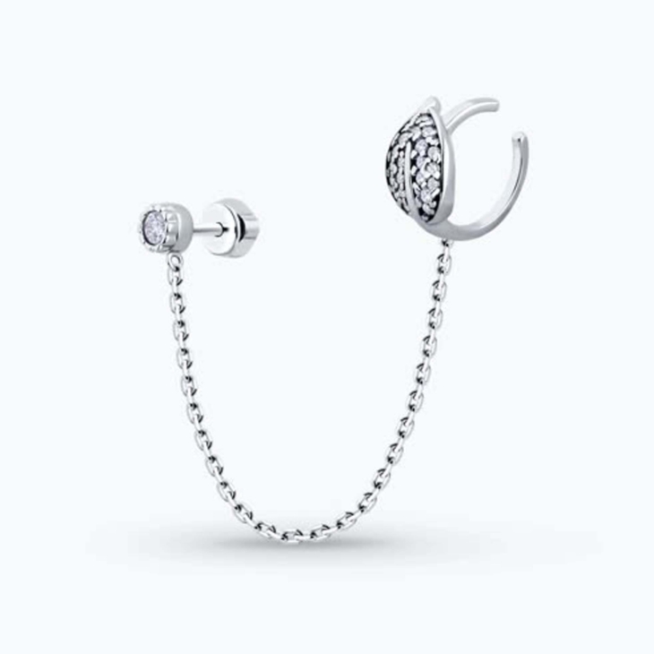 Серьга кафф из серебра с фианитами арт. 94170340