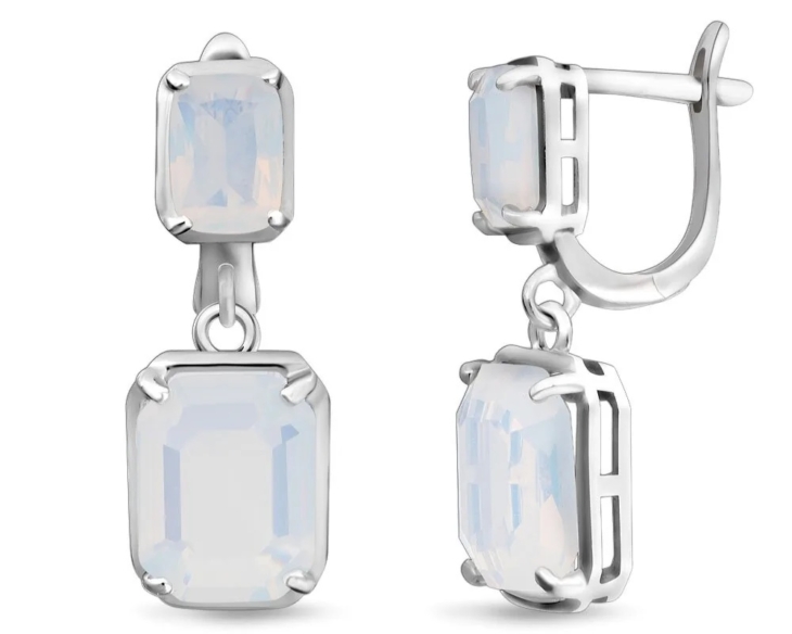 Серьги из серебра с лунным камнем арт. 651406